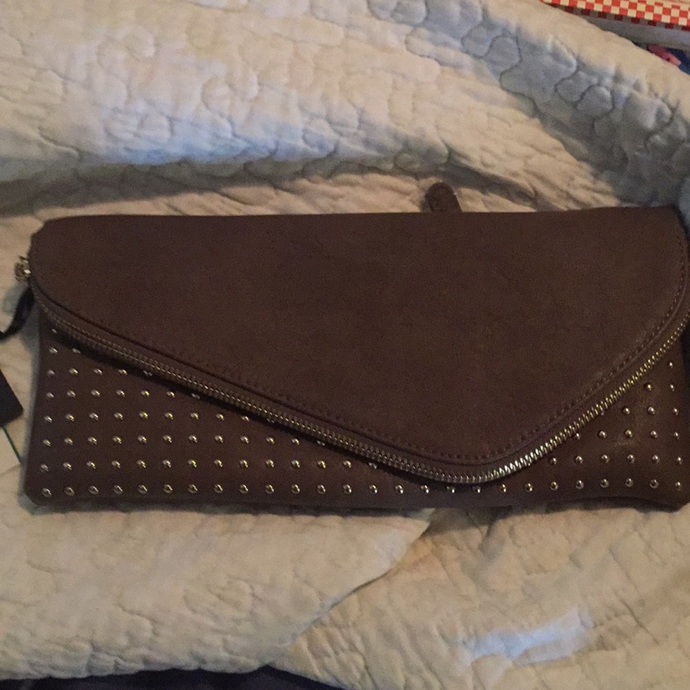 Brown clutch bag
